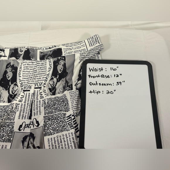 Women’s Trousers in Black and White Newspaper Print. Size Large Handmade - Picture 9 of 9